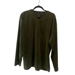 COLOURS Alexander Julian Vintage Velour Pullover 90s Sweater Olive Green Mens XL